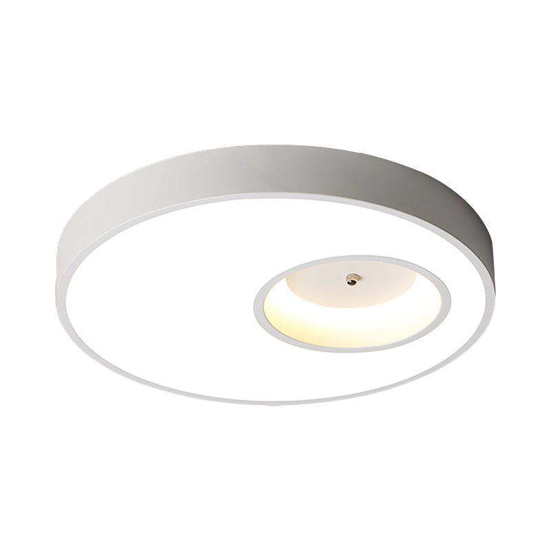 Plafonnier rond contemporain noir/blanc de 18"/23,5" de large - Éclairage acrylique LED pour chambre à coucher chaude/blanche