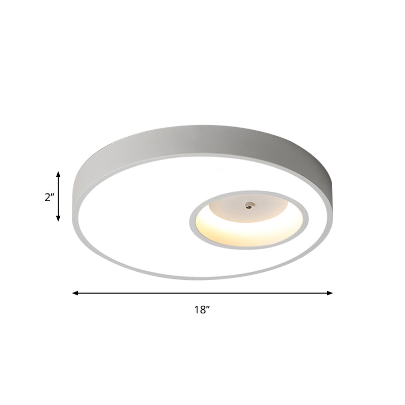 Plafonnier rond contemporain noir/blanc de 18"/23,5" de large - Éclairage acrylique LED pour chambre à coucher chaude/blanche