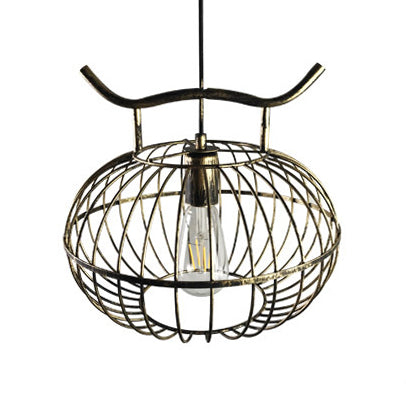 Rustic Metal Hanging Pendant Light - Lantern Design With Lodge Style For Dining Room Ceiling 1 Head