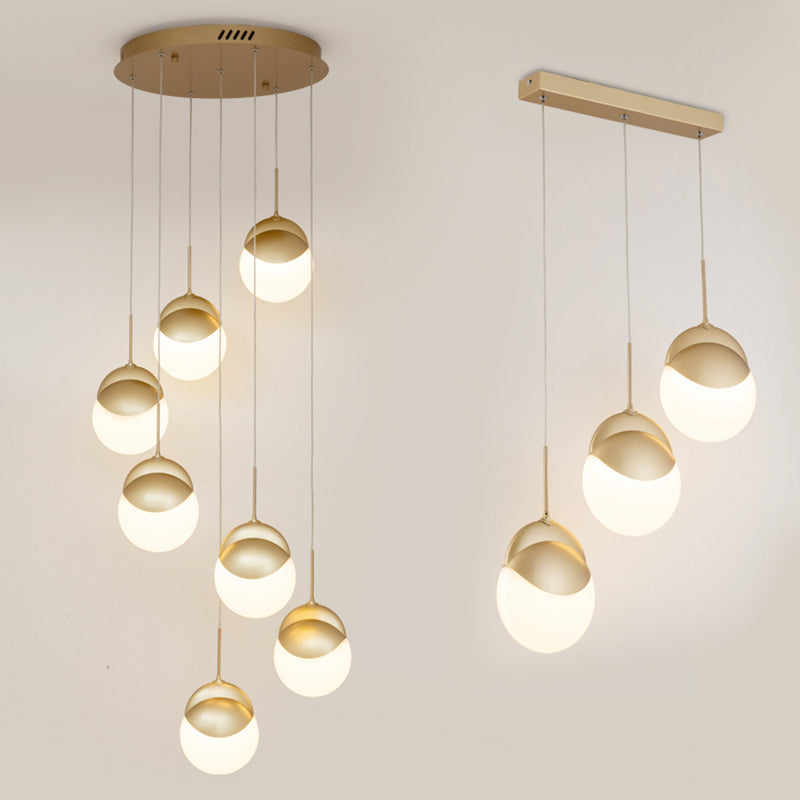 Gold Finish LED Disc Pendant Light - Postmodern Acrylic Cluster Design for Restaurants