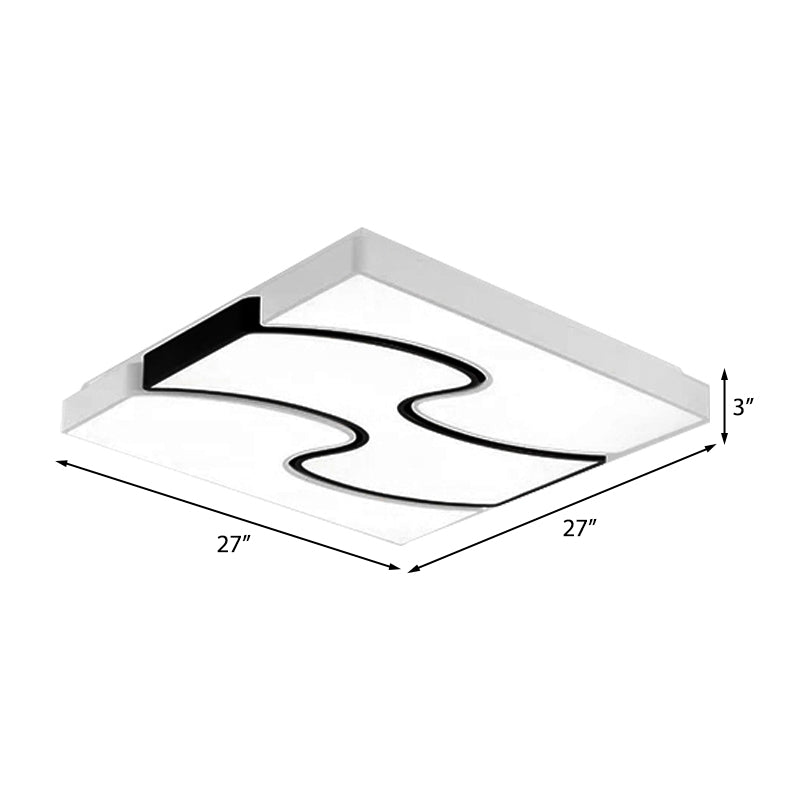 Modernist Style LED Flush Mount Lighting in White - 16.5"/27" Width for Living Room