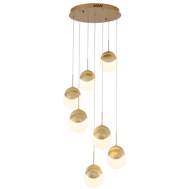 Gold Finish LED Disc Pendant Light - Postmodern Acrylic Cluster Design for Restaurants