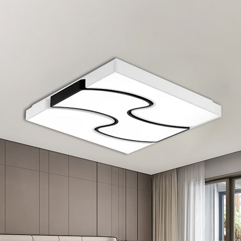 Modernist Style LED Flush Mount Lighting in White - 16.5"/27" Width for Living Room