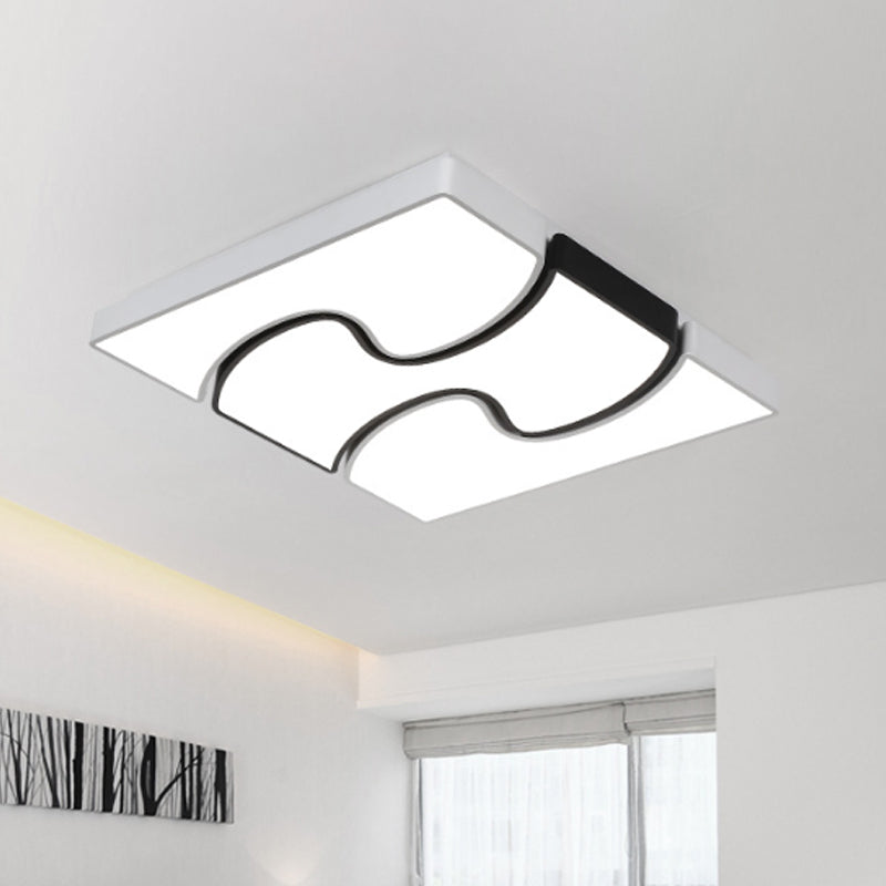 Modernist Style LED Flush Mount Lighting in White - 16.5"/27" Width for Living Room