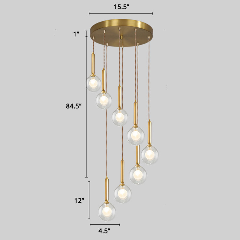 Minimalistic Gold Spiral Cluster Pendant Light for Living Room