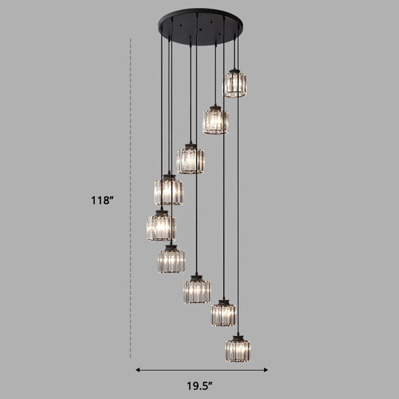 Minimalist Multiple Lamp Pendant Ceiling Light with Crystal Shade