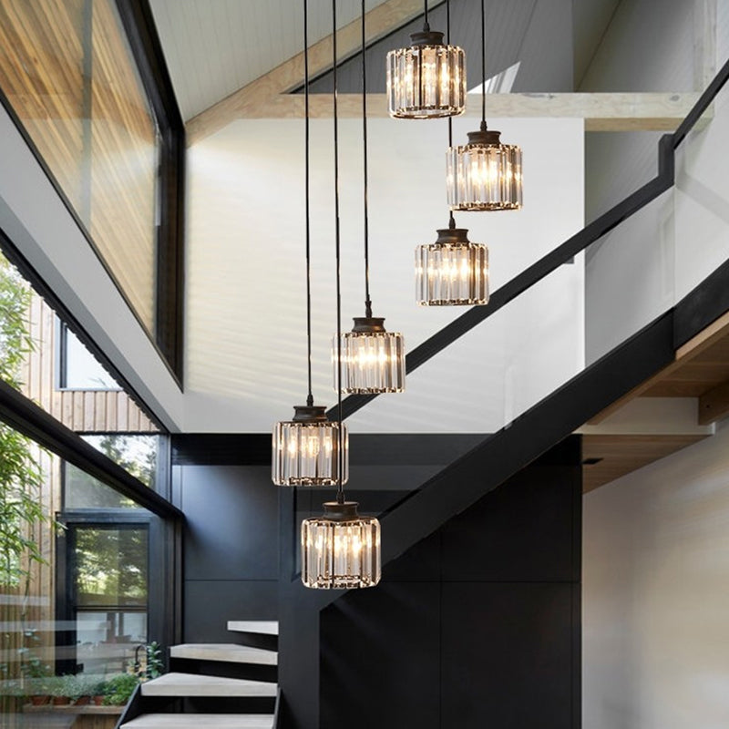 Minimalist Multiple Lamp Pendant Ceiling Light with Crystal Shade