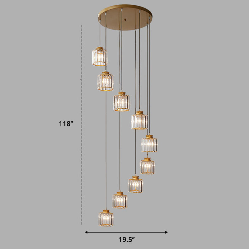 Minimalist Multiple Lamp Pendant Ceiling Light with Crystal Shade