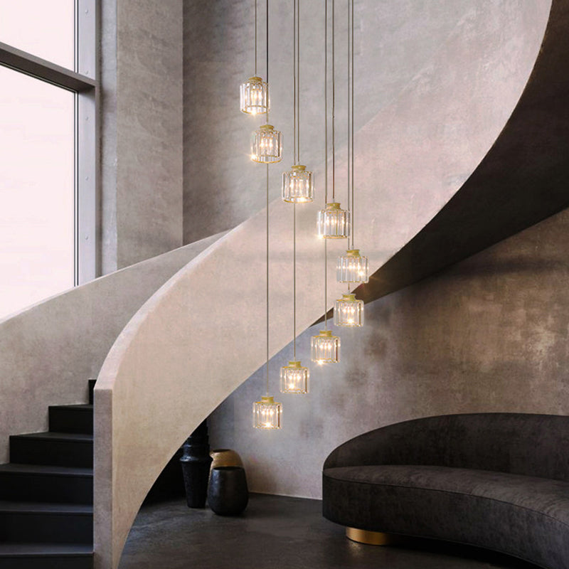 Minimalist Multiple Lamp Pendant Ceiling Light with Crystal Shade