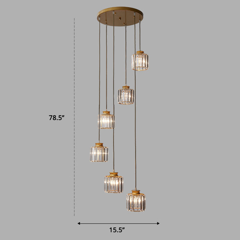 Minimalist Multiple Lamp Pendant Ceiling Light with Crystal Shade