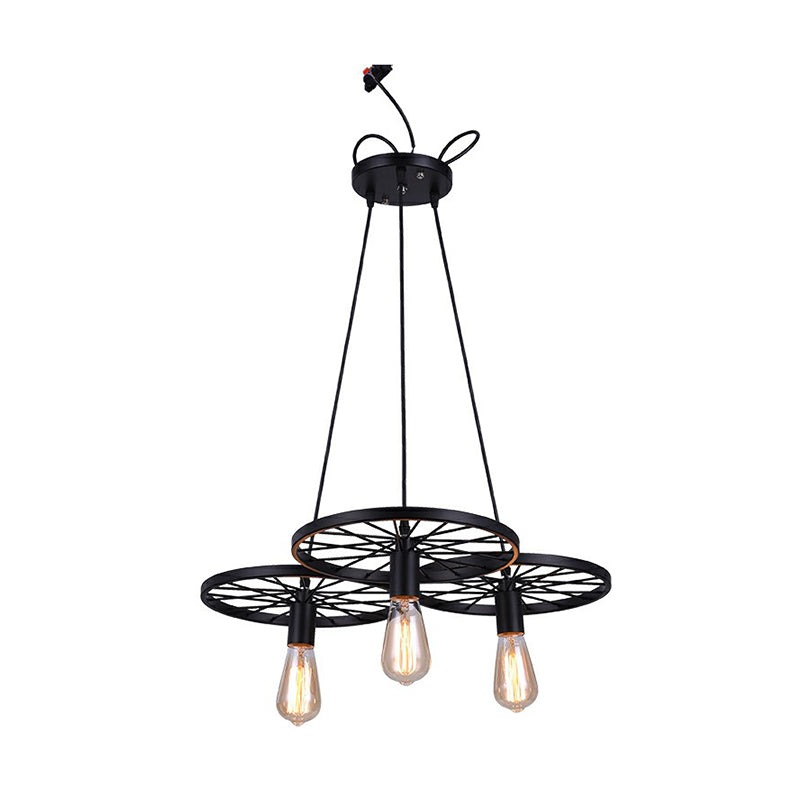 Lampe suspendue industrielle en forme de roue de chariot en métal | Luminaire suspendu multiple