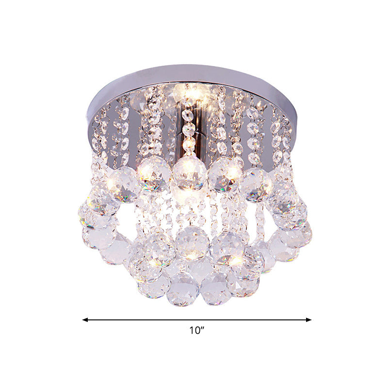 Modern Chrome Finish Flushmount Ceiling Light with Crystal Drops