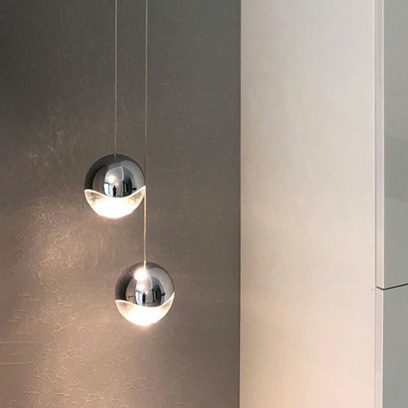 Modern Chrome LED Pendant Light for Restaurants with Clear Glass Globes