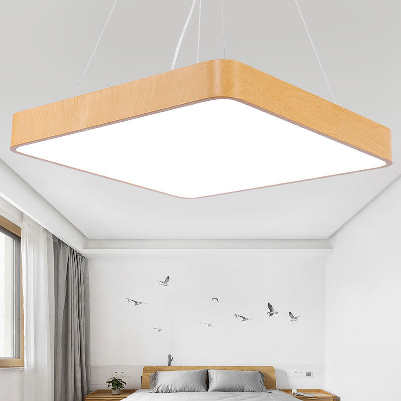 Minimalist Ultrathin Led Pendant Chandelier For Office - Metal Wood Hanging Light Fixture / 12 White