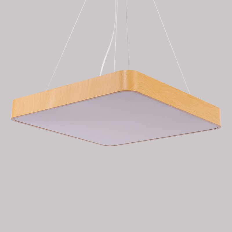 Minimalist LED Pendant Chandelier for Office - Ultrathin Metal and Wood Design