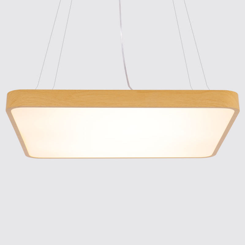 Minimalist LED Pendant Chandelier for Office - Ultrathin Metal and Wood Design