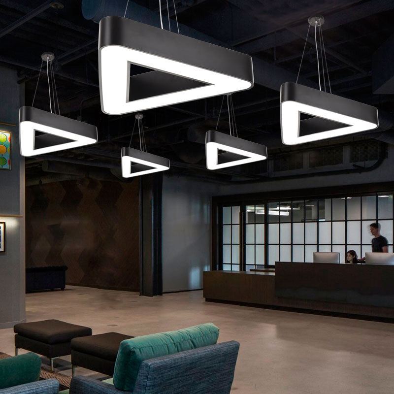 Sleek Acrylic Triangle LED Chandelier for Office Suspension Ceiling Lighting