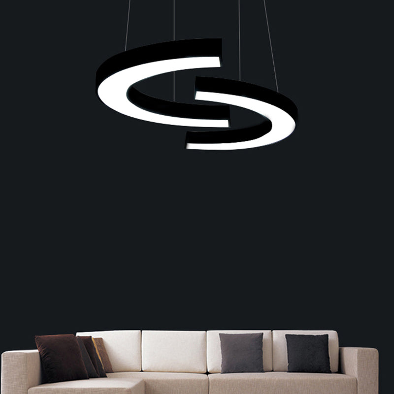 Sleek Black Ceiling Chandelier with LED Lighting for Offices