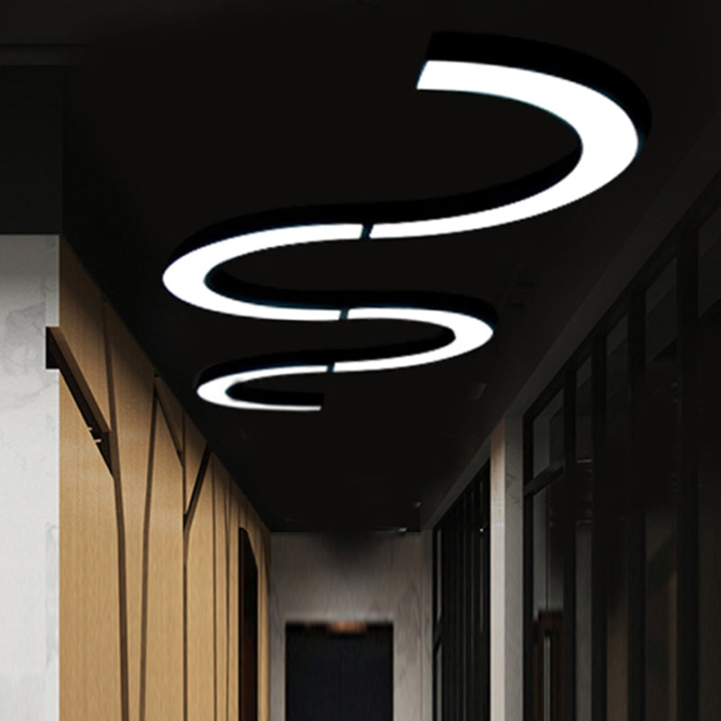 Sleek Black Ceiling Chandelier with LED Lighting for Offices