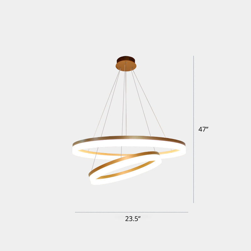Gold Finish Acrylic Loop LED Ceiling Chandelier - Elegant Hanging Light for Dining Room