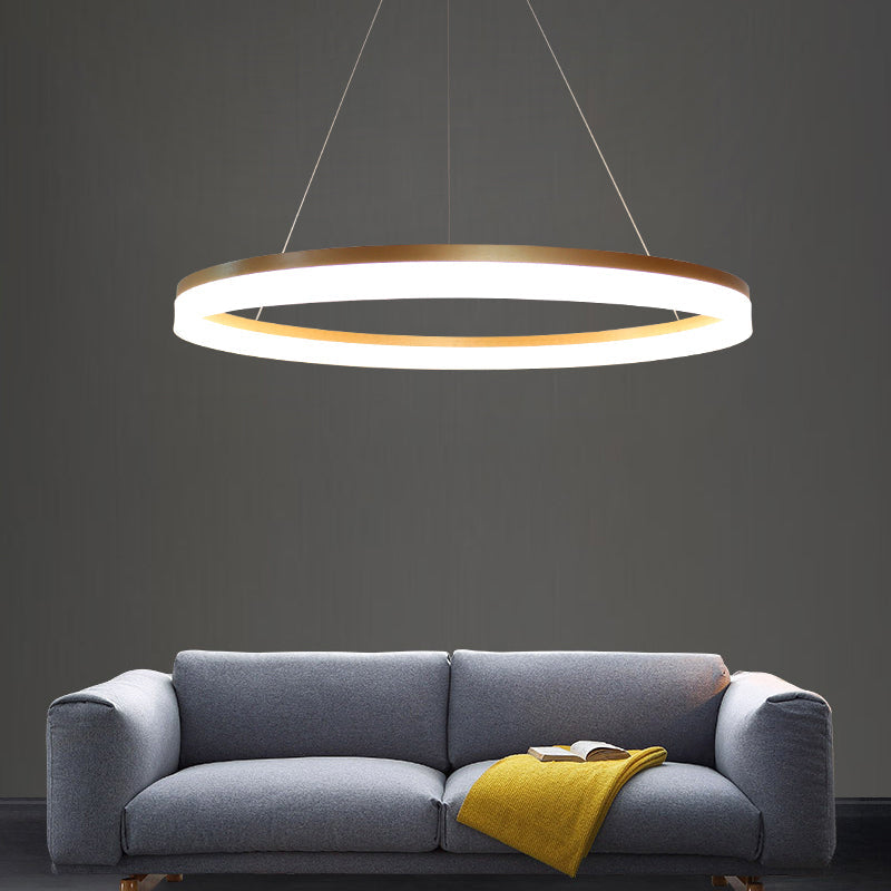 Gold Finish Acrylic Loop LED Ceiling Chandelier - Elegant Hanging Light for Dining Room