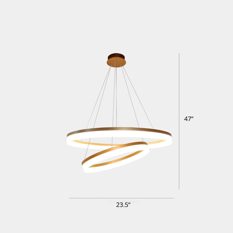 Gold Finish Acrylic Loop LED Ceiling Chandelier - Elegant Hanging Light for Dining Room