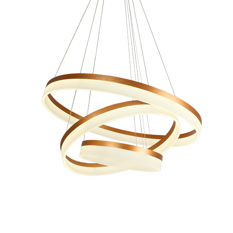 Gold Finish Acrylic Loop LED Ceiling Chandelier - Elegant Hanging Light for Dining Room