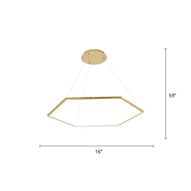 Minimalist Gold LED Chandelier for Living Room - Stainless Steel Hexagon Suspension Lamp