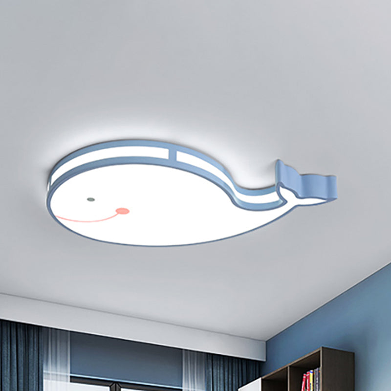 Whale Baby Cartoon LED Ceiling Light – Flush Mount Fixture for Kids’ Bedroom