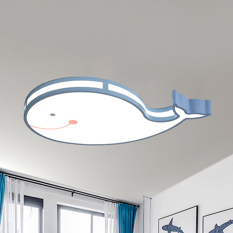Whale Baby Cartoon LED Ceiling Light – Flush Mount Fixture for Kids’ Bedroom