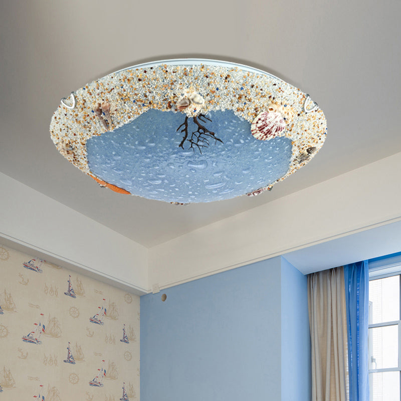 Stained Art Glass Flush Mount Lamp - Kids Style LED Ceiling Light for Bedroom