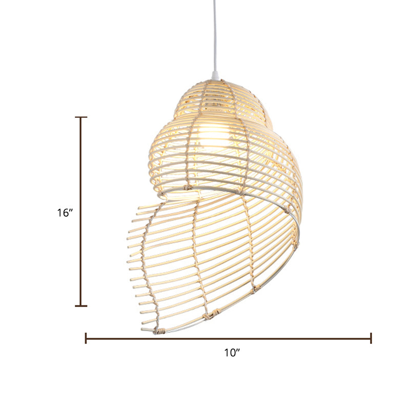 Bamboo Spiral Shell Pendant Light Fixture - Single Hanging Asian-Inspired For Restaurants