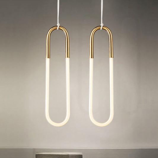 Maria - Oval Acrylic Drop Pendant Gold Hanging Ceiling Light