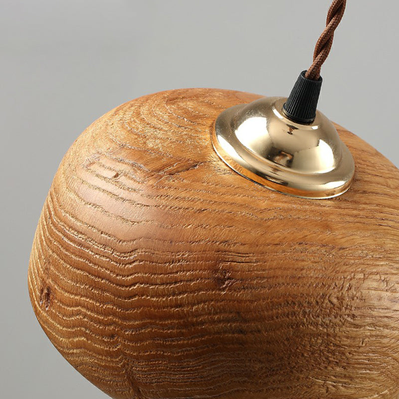 Nordic Pendant Lamp with Wooden Bowl Shade - Single-Bulb Restaurant Suspension Light