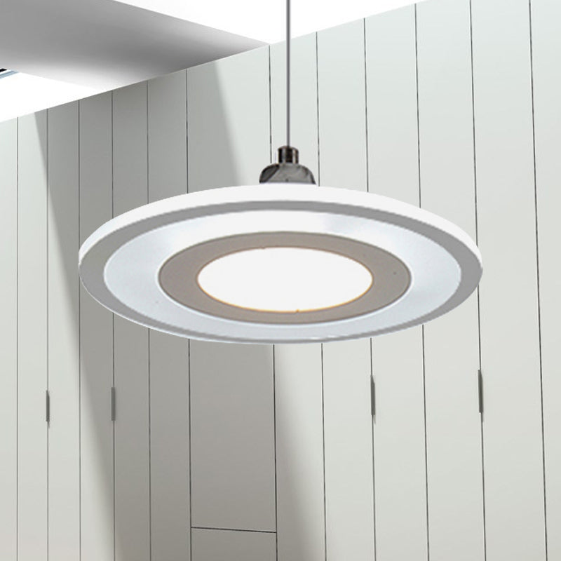 Contemporary Led Drop Pendant With White Acrylic Shade - Warm/White Light