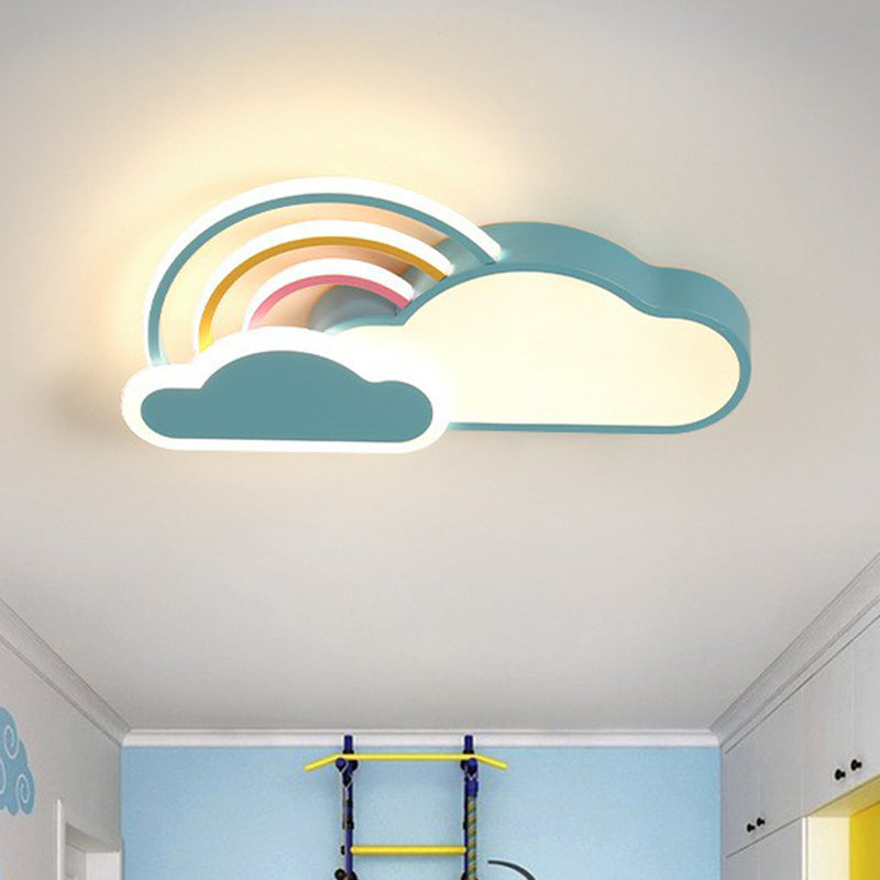 Kindergarten Ceiling Mount LED Light with Cloud and Rainbow Cartoon Design