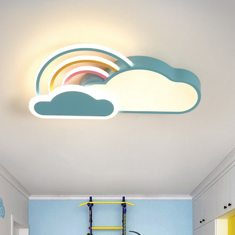Kindergarten Ceiling Mount LED Light with Cloud and Rainbow Cartoon Design