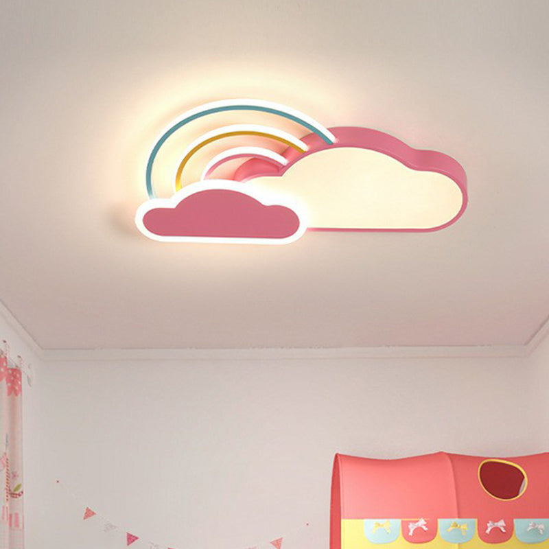 Kindergarten Ceiling Mount LED Light with Cloud and Rainbow Cartoon Design
