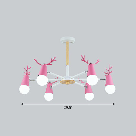 Nordic Style Swivel Chandelier Light - Metal Pendant Fixture For Living Room 6 / Pink