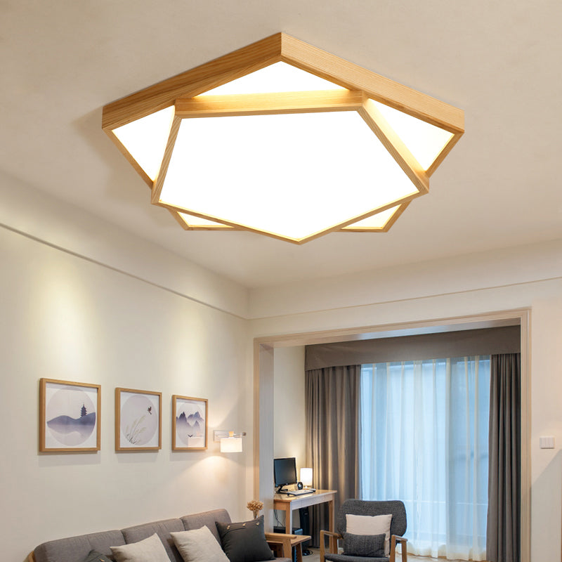 Plafonnier LED nordique en acrylique pour chambre à coucher - Luminaire encastré à 2 niveaux en bois 