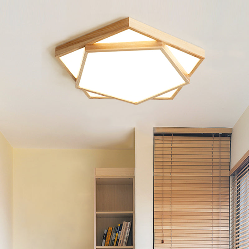Plafonnier LED nordique en acrylique pour chambre à coucher - Luminaire encastré à 2 niveaux en bois 