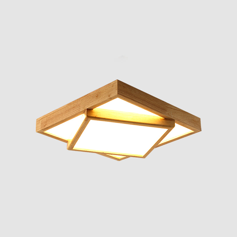 Plafonnier LED nordique en acrylique pour chambre à coucher - Luminaire encastré à 2 niveaux en bois 