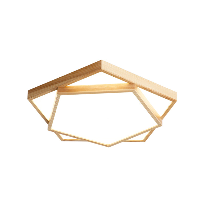 Plafonnier LED nordique en acrylique pour chambre à coucher - Luminaire encastré à 2 niveaux en bois 