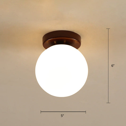 Geometric Flush Mount Ceiling Light Fixture - Modern Wooden Design (1-Light, Brown)