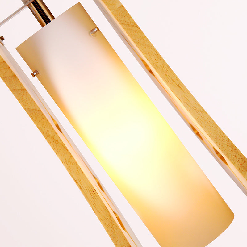 Hollowed-Out Wooden Multi Pendant Light - Minimalist 3-Bulb Beige Hanging For Dining Room