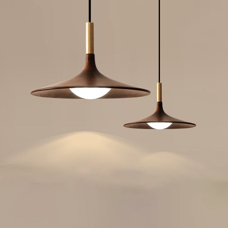 Minimalist Wooden Trumpet Pendant Led Light For Tea Room