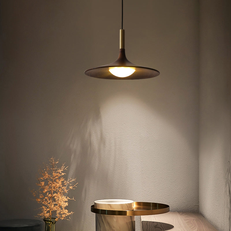 Minimalistic Wooden Trumpet Pendant Lamp with LED Suspension for Tea Room