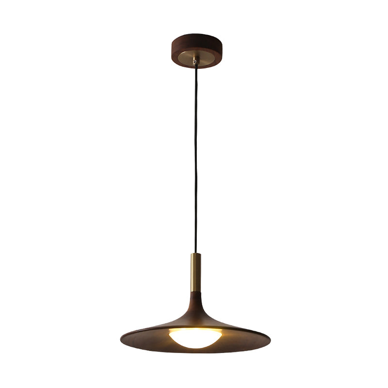 Minimalistic Wooden Trumpet Pendant Lamp with LED Suspension for Tea Room