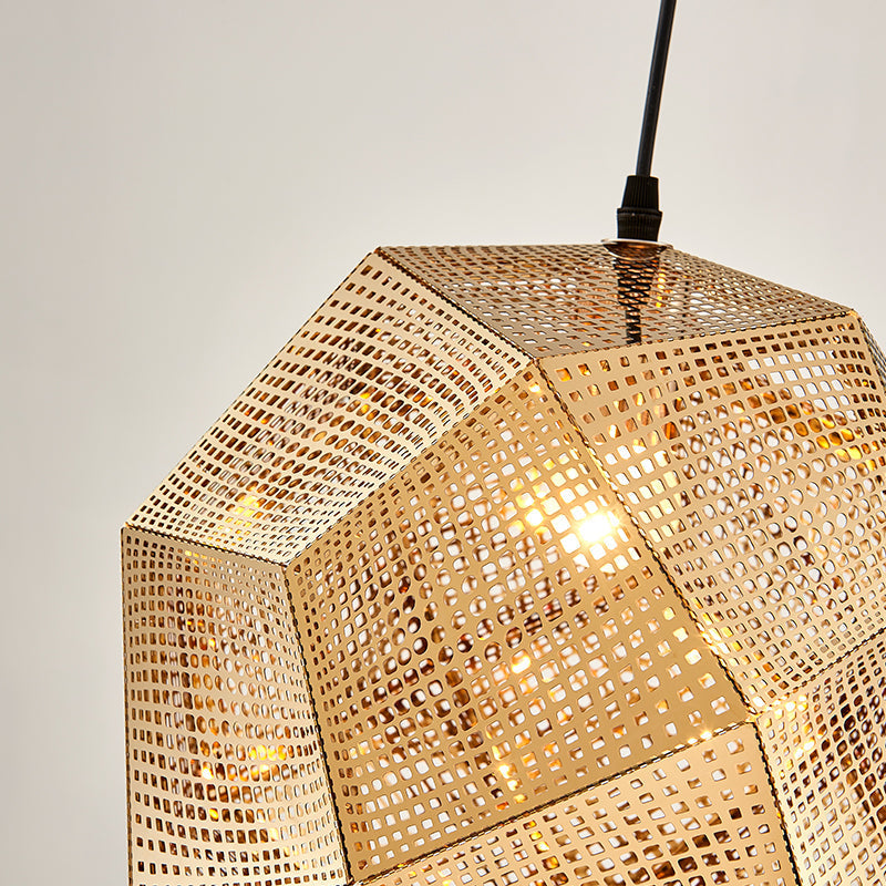 Suspension à facettes en forme de globe de 10 po/12,5 po/19 po de largeur – Métal contemporain, 1 lampe – Argent/Or/Or rose