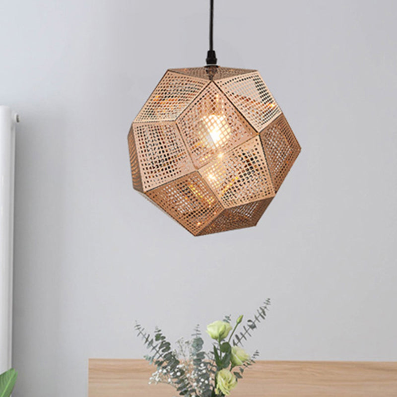 Suspension à facettes en forme de globe de 10 po/12,5 po/19 po de largeur – Métal contemporain, 1 lampe – Argent/Or/Or rose